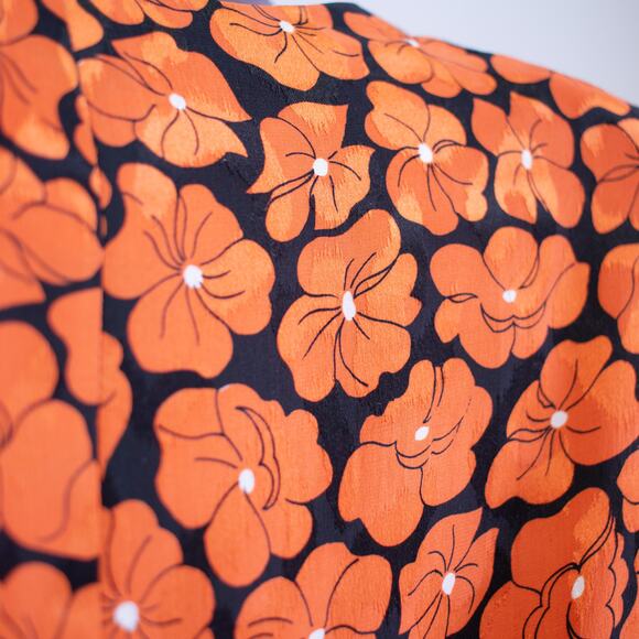 Vintage Floral Button-up Padded Shoulder Blouse Size 8 - Picture 6 of 6